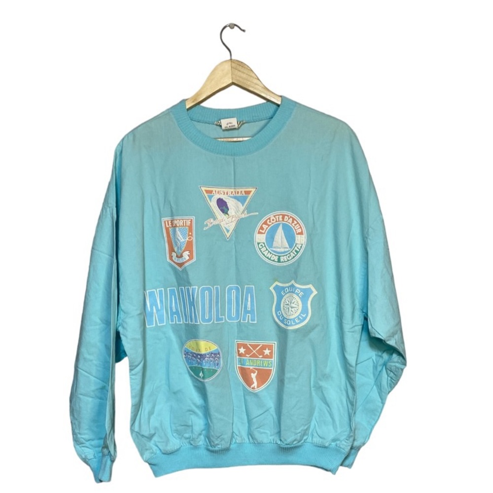Vintage TaylorT Patched Crew Neck Baby Blue Size Large